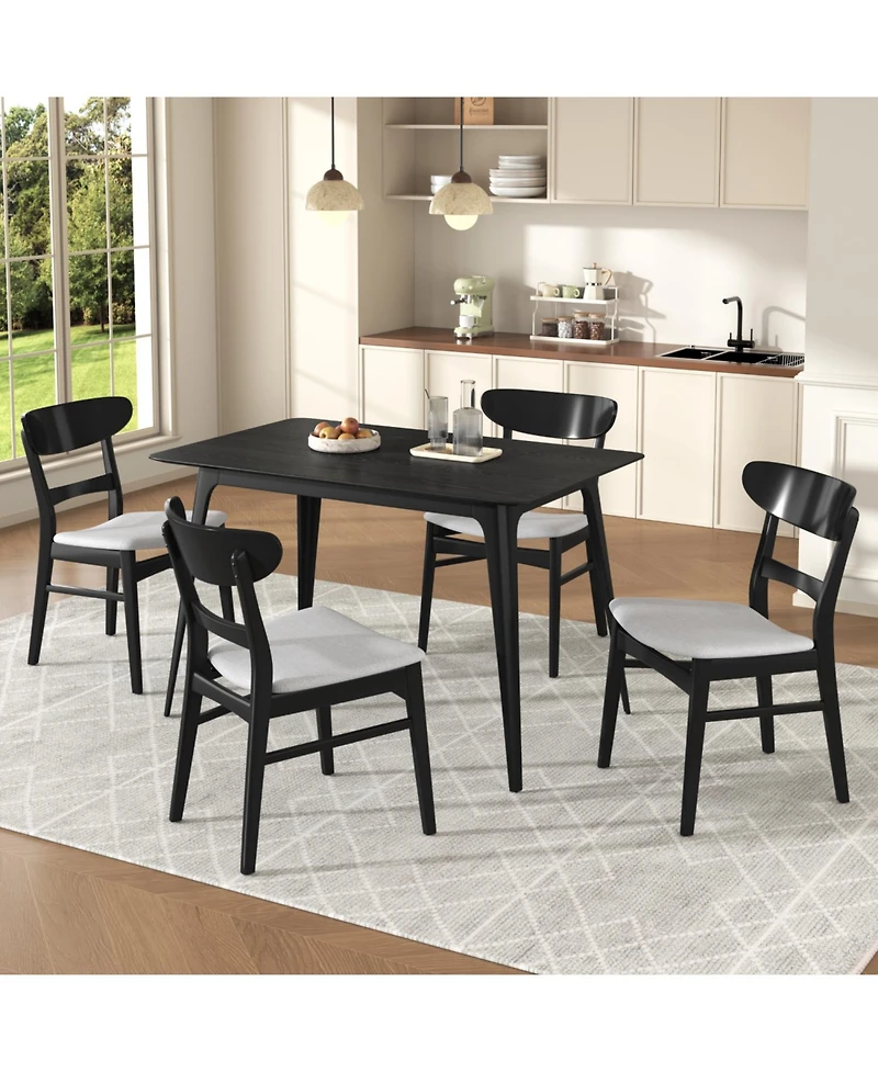 Streamdale Furniture Mid-Century 5-Piece Dining Set, Black & Light Gray