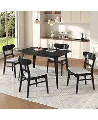 Streamdale Furniture Mid-Century 5-Piece Dining Set, Black & Light Gray