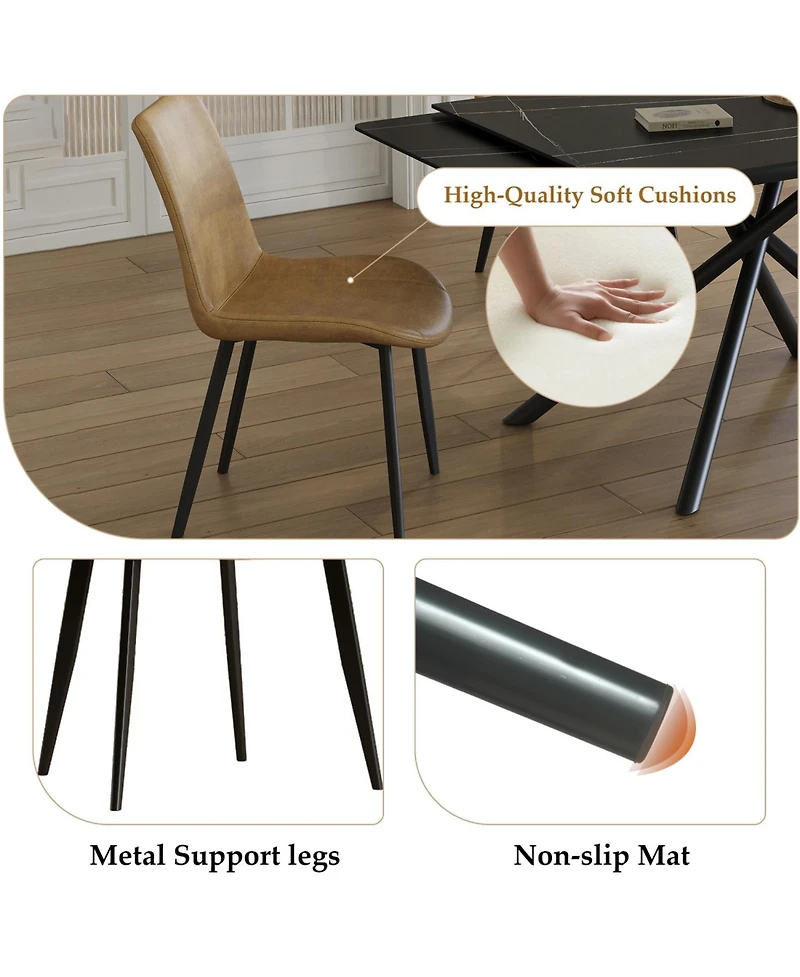 Streamdale Furniture Retractable Sintered Stone Dining Table Set