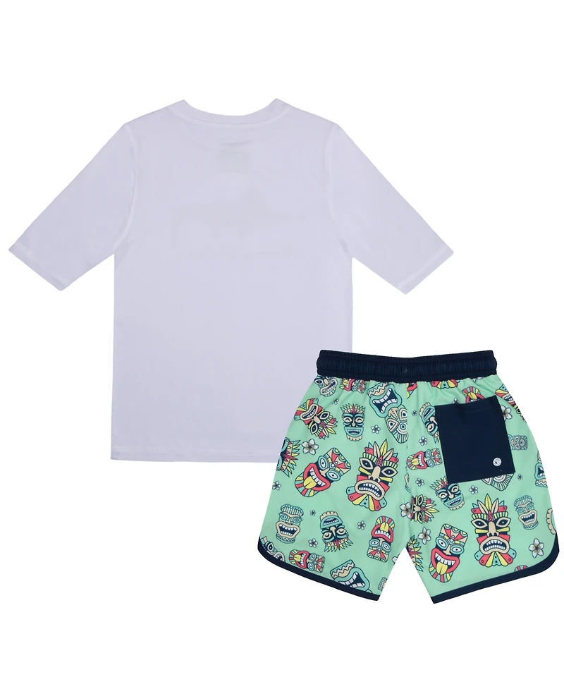 Tommy Bahama Girls Rash Guard and Swim Trunks 2-Piece Swimsuit Set