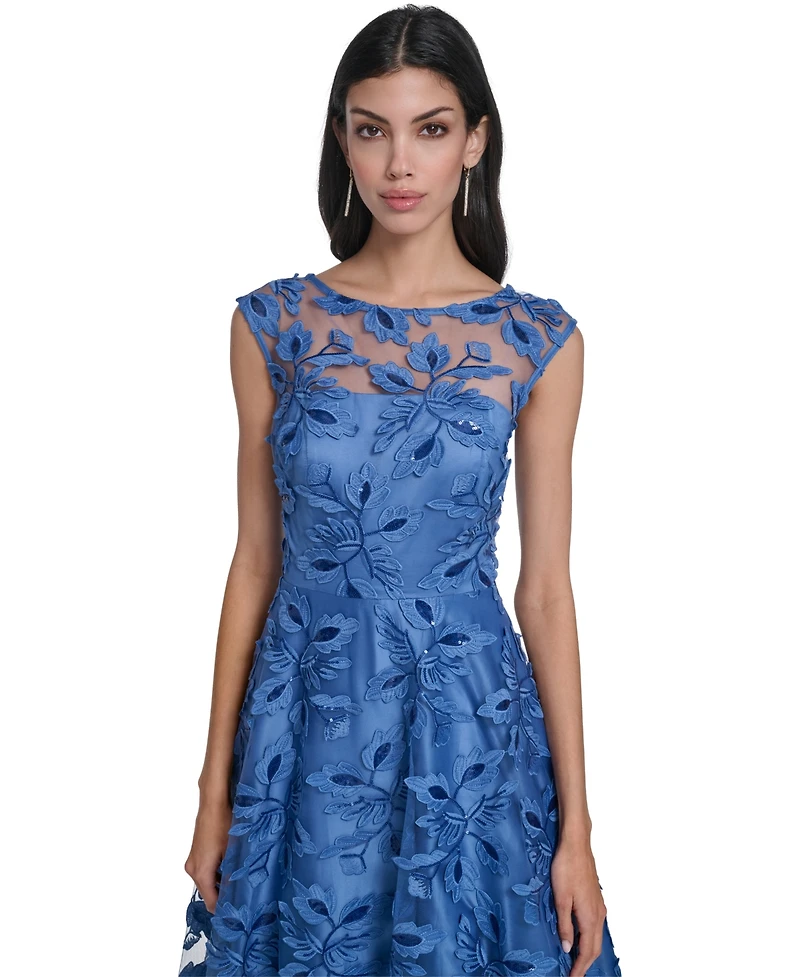 Eliza J Women's Illusion Boat Neck High-Low Dress