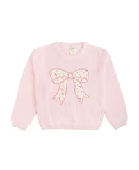Sweet Wink Big Girls Ditsy Floral Bow Knit Sweater