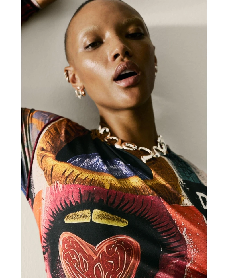 Desigual Women's Printed Dress With Lips