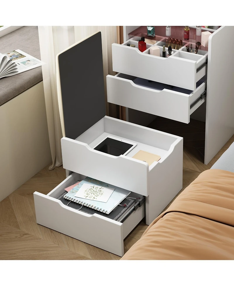 Streamdale 3-in-1 Makeup Vanity with Plip Top Mirror & 3 Drawers