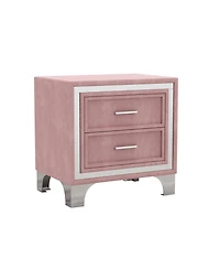 Streamdale Furniture Mid-Century Velvet Nightstand, Pink