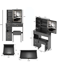 Streamdale Furniture Vanity Table with Led Mirror & Stool
