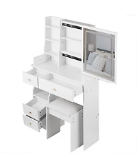Streamdale Furniture Led Mirror Vanity Table with Stool
