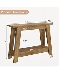 Tribesigns 41.3" Farmhouse Console Table, 2-Tier Wooden Entryway Table