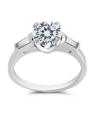 Sterling Forever 4-prong Brilliant Baguette