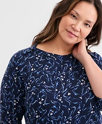 Style & Co Plus Size Pima Cotton 3/4-Sleeve Top, Exclusively at Macy's
