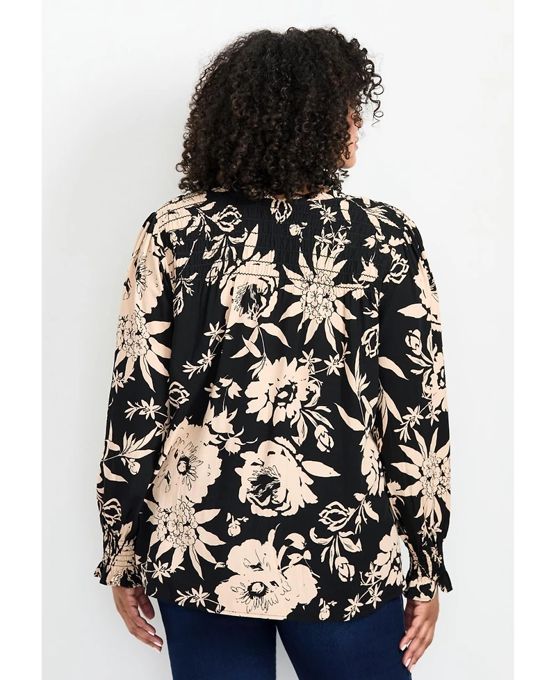 Avenue Women's Plus Marcie Shirred Detail Blouse Tops