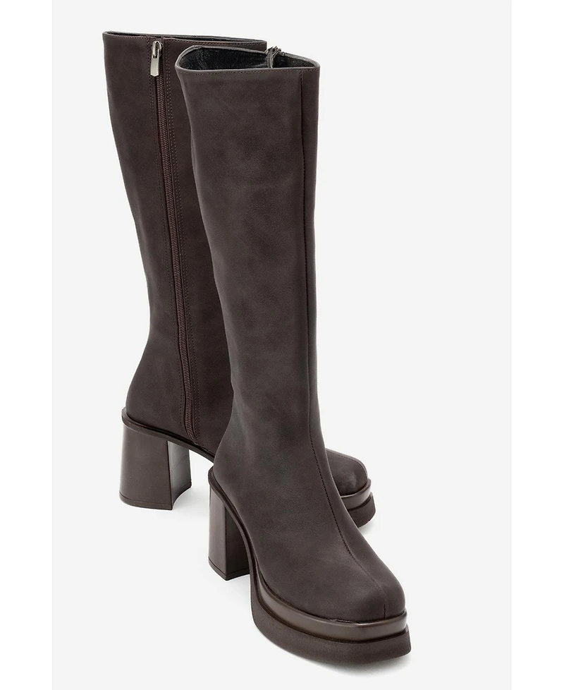 Prologue Shoes Carm Nubuck Platform Mid Calf Boot (Women)