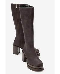 Prologue Shoes Carm Nubuck Platform Mid Calf Boot (Women)