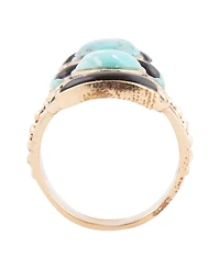 Barse Double Up Blue Turquoise and Black Onyx Golden Ring