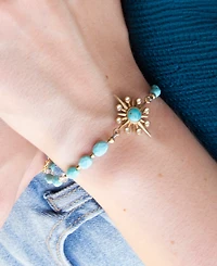 Barse Celestial Blue Turquoise Golden Beaded Bracelet