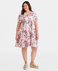 Style & Co Plus Round-Neck Short-Sleeve T-Shirt Dress