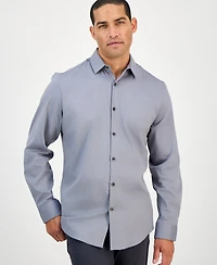 Alfani Men's Modern Classic-Fit Stretch Dot Dobby Button-Down Shirt, Created for Macy's