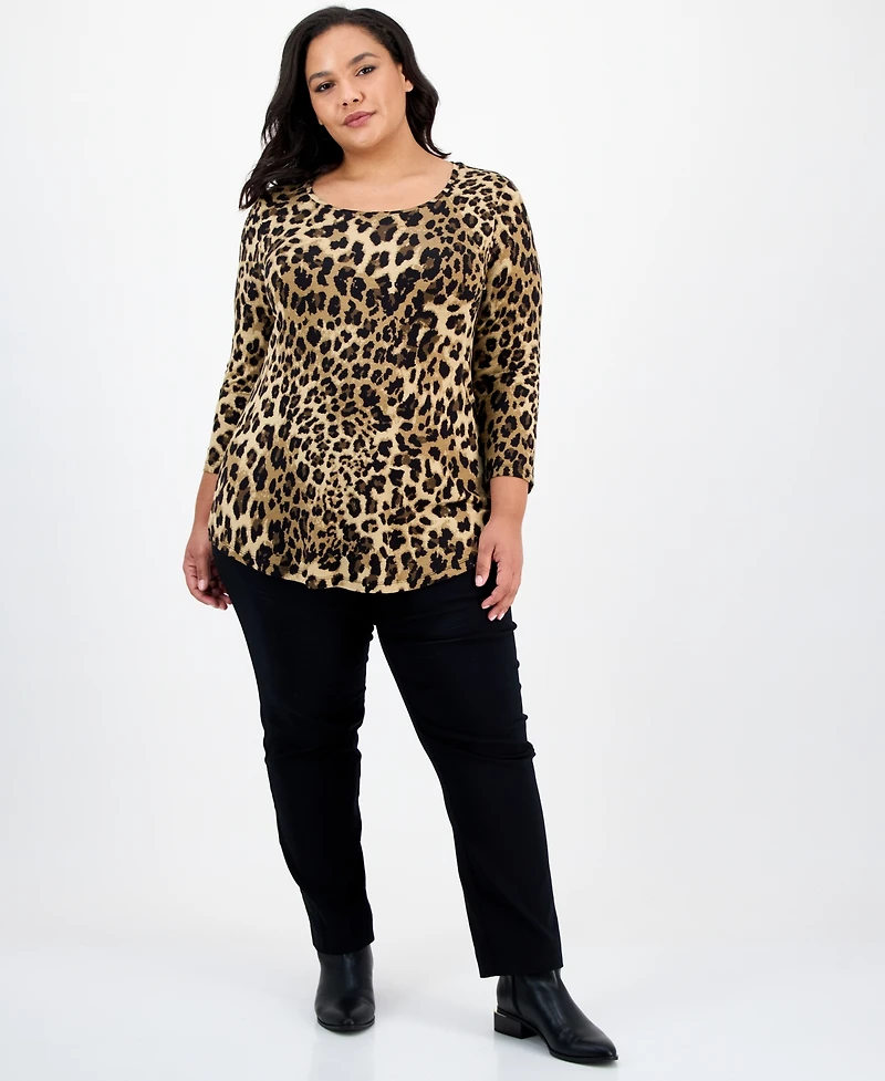 Jm Collection Plus Printed Top, Exclusively at Macy's