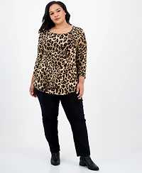 Jm Collection Plus Printed Top, Exclusively at Macy's