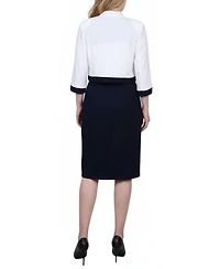 Ny Collection Petite 3/4 Sleeve 2 Piece Colorblocked Dress Set