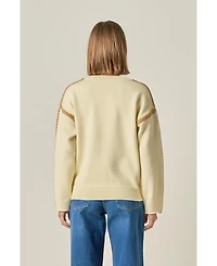 English Factory Women's Stitch Detailed Crew Neck Knit