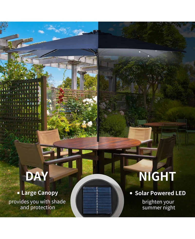 Outsunny 9' x 7' Solar Umbrella, Patio Umbrella with Led