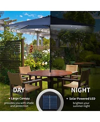 Outsunny 9' x 7' Solar Umbrella, Patio Umbrella with Led