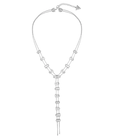 Guess Pave Stone And Imitation Pearl Y-Drop Necklace