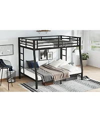 Streamdale Furniture Metal Full Xl over Queen Bunk Bed for Teens/Adults - Space-Saving, Noise Reduced