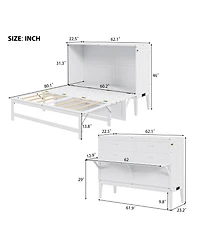 Boyel Living Queen Size Murphy Bed with Built-In Charging Station and a Shelf