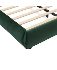Streamdale Furniture Dark Green Velvet Soft Bed, King