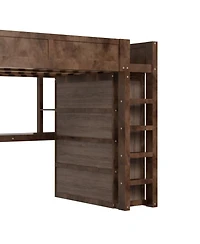 Streamdale Furniture Wooden Queen Loft Bed with Wardrobe, Desk, Storage Headboard