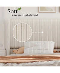 gaomon Full Bed Frame, Upholstered Platform Corduroy Bed Frame with Vertical Channel Tufted Wingback Headboard