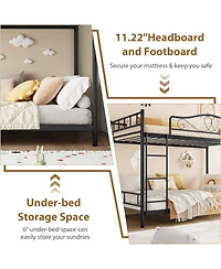 gaomon Twin Over Metal Bunk Bed with Ladder, Guardrails, 400 lbs Capacity, Space-Saving No-Noise Design