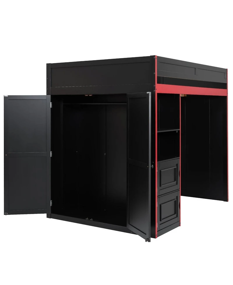 Streamdale Furniture Streamdale Gaming Loft Bed with Desk and Storage, Led Lights, Full