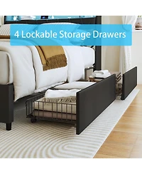 Streamdale Furniture Streamdale Full Bed Frame with Headboard, Outlets, Led & Storage