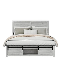 Streamdale Furniture Upholstered Full Bed Frame with Storage Headboard, Led & Pet Bed