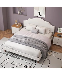 Streamdale Furniture Streamdale King Size Upholstered Platform Bed with Adjustable Headboard - White