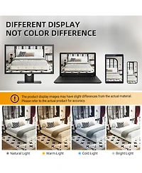 Streamdale Furniture Streamdale King Size Bed Frame with Tufted Headboard and Cloud Pillow Design, Beige/White