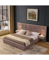 Streamdale Furniture King Size Chenille Upholstered Bed Frame with Headboard