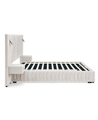 Streamdale Furniture Streamdale Queen Size Chenille Upholstered Bed Frame with Pleated Design - Beige