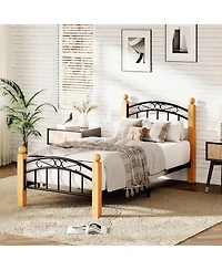 gaomon Metal Platform Bed Frame with Victorian Iron-Art Headboard & Footboard, Steel Slat Mattress Support, Storage-Friendly, No Box Spring Needed