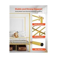 Slickblue Canopy Bed with Metal Frame, Headboard, and Four Posters