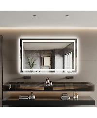 gaomon 40x32 Led Lighted Anti-Fog Dimmable Bathroom Vanity Mirror with Front & Backlit for Wall