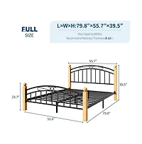 gaomon Full Size Metal Platform Bed Frame with Victorian Iron Art Headboard & Footboard, Steel Slats