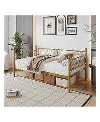 gaomon Twin Size Daybed Frame Metal Sofa Heavy Duty Metal Slats Living Room Bedroom Guest Space Saving Gold