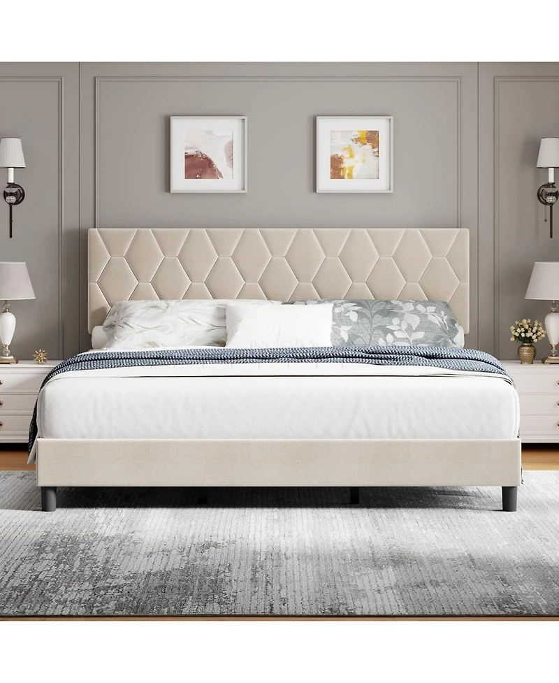 gaomon Easy Assembly Queen Platform Bed Frame Heavy-Duty Platform Bed Frame Space Saving, for Living Room, Guest Room