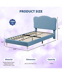 gaomon Twin Xl Size Berber Fleece Scallop Headboard Low Profile Platform Bed Frame for Kids
