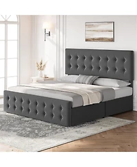 gaomon King Bed Frame with Headboard and 4 Storage Drawers