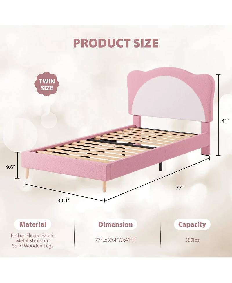 gaomon Upholstered Twin Bed Frame for Kids